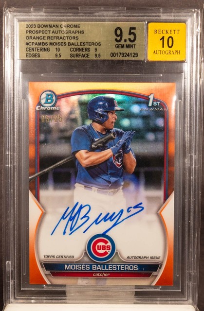 MOISES BALLESTEROS 2023 Bowman Chrome Orange Refractor 1st Auto 5/25 BGS 9.5/10