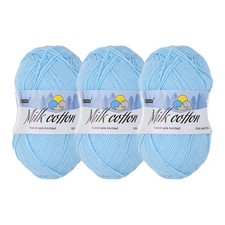 Cotton Yarn,Soft Knitting Yarn -3 Skeins/3 218yards/3 3.53oz/Light Blue