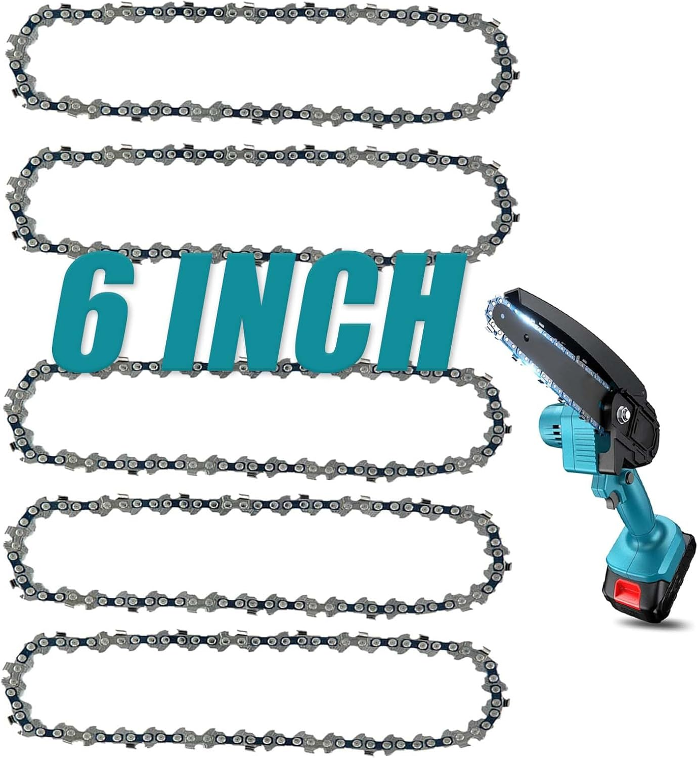 6-Inch Chainsaw Chain 5-Pack Replacement for Cordless Electric Saws