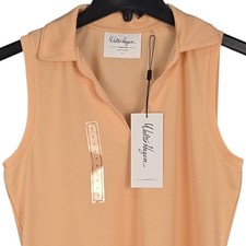 Walter Hagen Sleeveless Golf Polo Womens Small Orange Peach Scallop Neck NWT