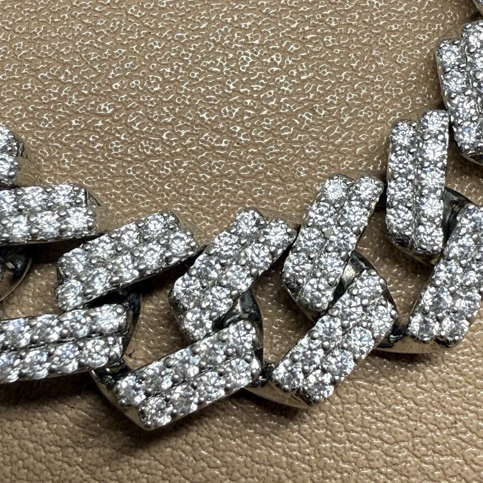 "Pulsera de plata de ley cubana .925 circonitas 8,25"" 45 G 11,5 mm" Foto 2 de 4