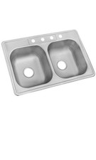 Glacier Bay VT3322A07 33 in. Drop-In 50/50 Double Bowl 22G Stainless Steel Sink