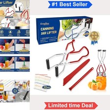 Canning Jar Lifter Tongs Magnetic Lid Lifter Bubble Popper Set Stainless Steel