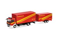 Herpa 321266 Mercedes-Benz Atego `13 Planen-Lkw Mit Planen-AnhäNger Feuerwehr...
