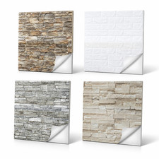 12 PIASTRELLE MURALI ADESIVE BIANCHE MATTONI 3D SCHIUMA IMPERMEABILE TAGLIABILE