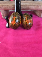 Hand-painted Russian Wooden Eggs. Some Damage See Pictures