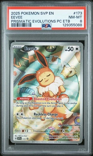 2025 POKEMON PRISMATIC EVOLUTIONS POKEMON CENTER ELITE TRAINER BOX EEVEE PSA 8