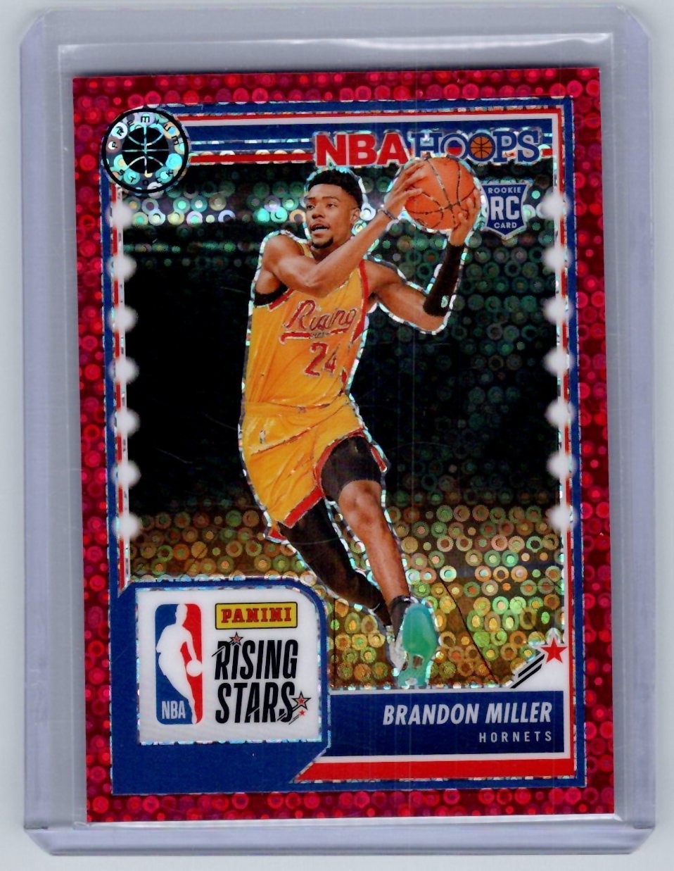 2023-24 Hoops Premium Stock - Brandon Miller #298 Red Disco Prizm /149 (RC)
