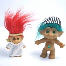 Vintage Troll Doll Lot   Ace Treasure Troll Gem Belly  Russ Angel Troll Set