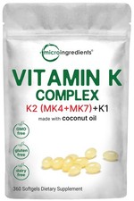Micro Ingredients Super Vitamin K Complex K2 MK7  MK4 360 Count Pack of 1 
