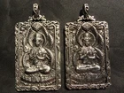 2 Pcs Lovely Hand Made Tibetan Buddhism Silver *Bodhisattva* Prayer Pendants H19