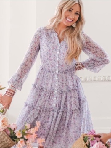 Ivy City Co Lydia Purple Floral Dress in Size 3X New