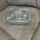 Pyrex Easy Grab Clear Glass Rectangular  Casserole Dish W/Lid Vintage Blue Tint!