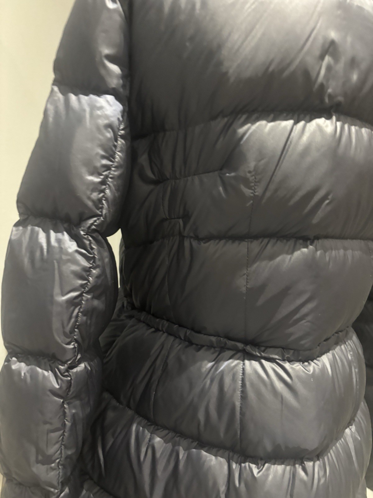 Moncler Ladies Navy Hooded Long Down Jacket, Size 3, RRP£1690, Great Condition image 6