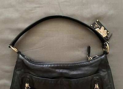 Prada Black Leather Large Shoulder Bag with Black Leather/Metal