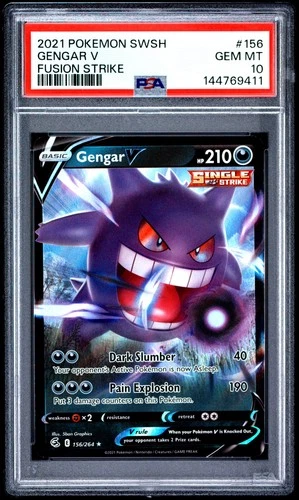 2021 POKEMON SWORD & SHIELD FUSION STRIKE #156 GENGAR V PSA 10
