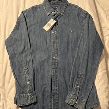 BNWT Ralph Lauren Slim Fit Denim/Chambray Shirt - Dark Wash - Size Medium