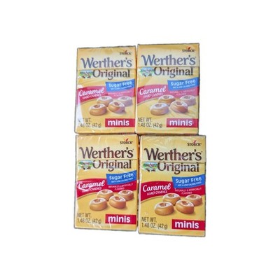  SUGAR FREE WERTHER'S ORIGINAL CARAMEL HARD CANDY MINIS..1.48 OZ Lot of 4