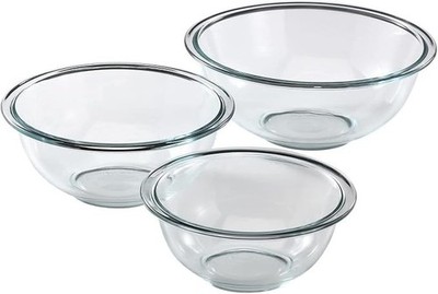 3Piece Glass Mixing Bowls Set For Prepping Baking and Cooking Kitchen Essentials
