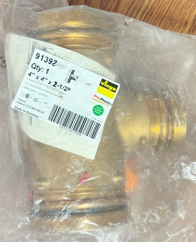 NEW Viega 91392 ProPress 4" x 4" x 2-1/2" XL Bronze Tee C x C x C   ~ Free Ship.