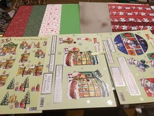 3D Christmas decoupage cardmaking kit, 3 a4 die cut toppers, 6 card REFx4268