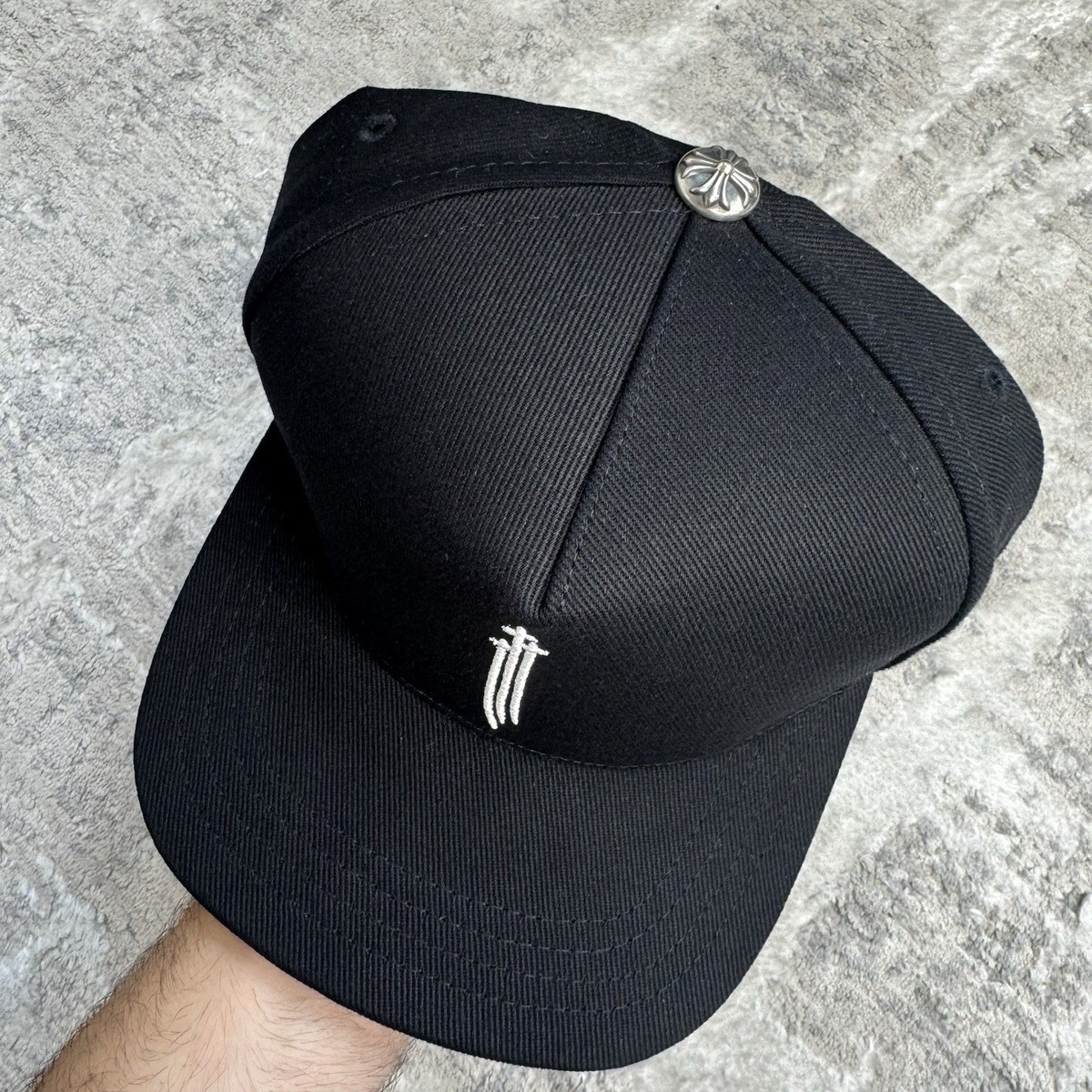 Chrome Hearts Triple Cross Waxed Denim Baseball Hat | eBay