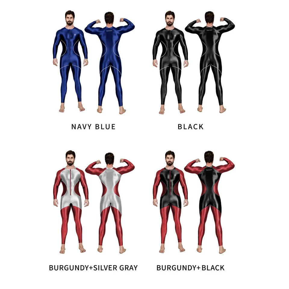 AMORESY Mens Shiny Swimsuit Jupsuits Fitness Sportswear Catsuit Overalls Playsut - Image 2 of 4