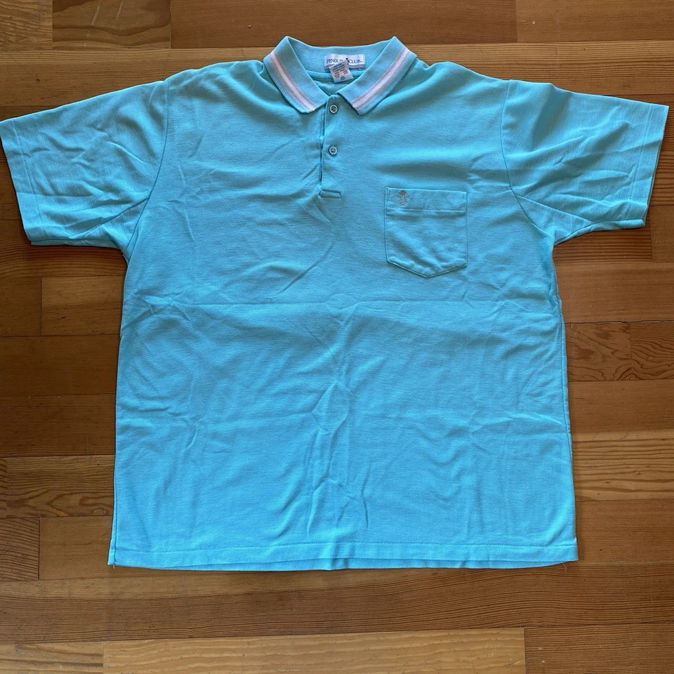 Vtg Penguin Polo 4 Shirts Mens Size XL Blue Teal Purple Torquise Short Sleeve - Image 3 of 4