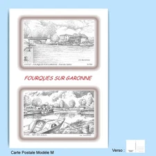 CP M 47241-327 POSTCARD 2 DRAWINGS 47 FORKS ON GARONNE