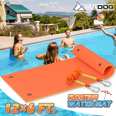 MADOG 12 ft Orange Floating Water Pad 3-Layer Tear-Resistant XPE Foam Gaint Float Mat