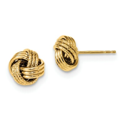 14k Yellow Gold Textured Love Knot Earrings main image 0