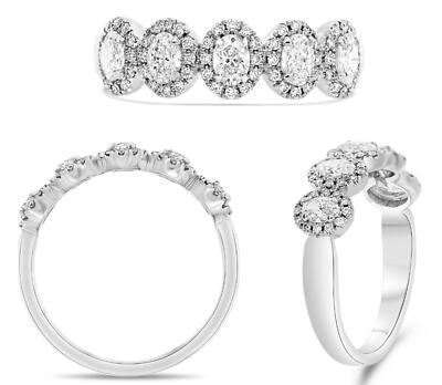 DIAMOND PLATINUM 3D OVAL ROUND STONE HALO