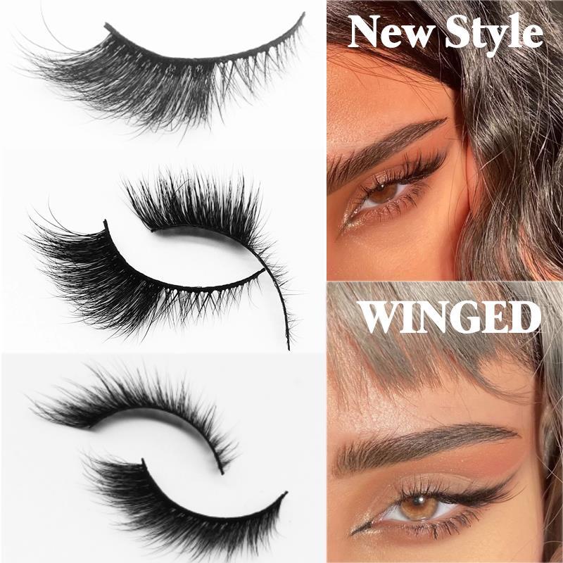 WINGED Handmade Mink Eyelashes 3D Curl Natural Messy End Eye