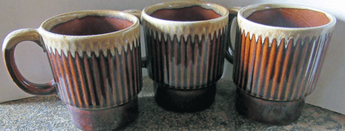 Drip Glaze Stacking Mugs Cup Made In Japan Coffee Tea Brown Vintage 3.5 Set of 3 - Picture 3 of 4
