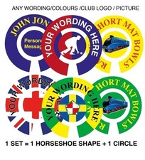 PERSONALISED BOWLS LAMINATED STICKERS ANY WORDS ARTWORK 1' INDOOR, LAWN ETC
