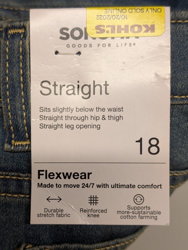 Sonoma Boy's Flexwear Straight Jeans - Blue Size 18 - Picture 4 of 6
