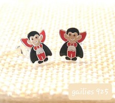 Halloween 925 Sterling Silver Vampire Children's Kids Stud Earrings