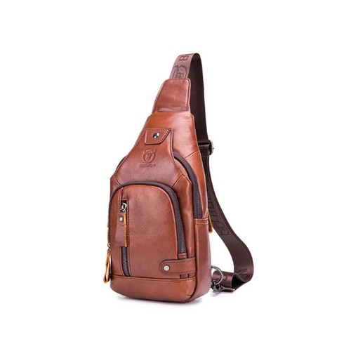 2024 new 100% cowhide Leather Casual Fashion Crossbody Chest Bag men's... - Picture 6 of 26