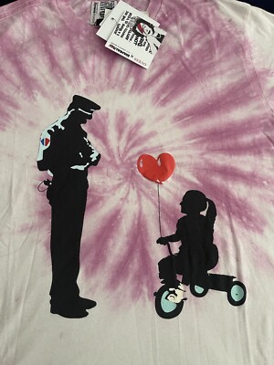 Rare New Guess X Brandalised Graffiti Banksy Pink Tye Dye Men