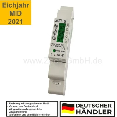 EUROCOUNT / SCHELLCOUNT Contatore di corrente alternata contatore di corrente con MID 45A 1 fase fasi per guida DIN