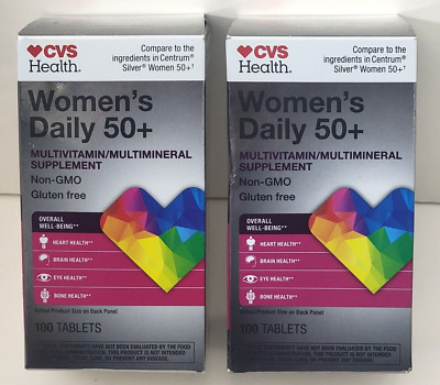 CVS Women's Daily 50+ Multivitamins Multimineral Supplement 100 TABLETS (2 pk)