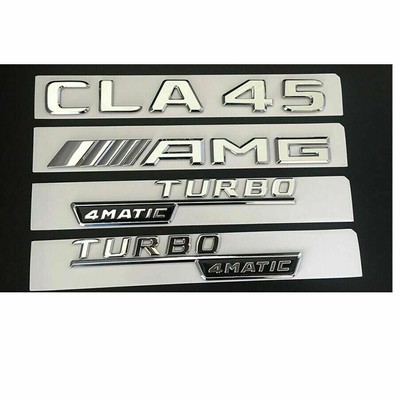 Chrome Trunk Emblems Badges for Mercedes X117 C117 CLA45 for AMG TURBO 4MATIC.