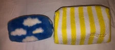 x2 Truly Beauty Cloud (Blue and White)  and Yellow Make up Bag