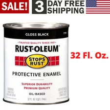 Rust-Oleum Rust Preventive Paint Brush On Metal Wood Treatment Coat Gloss Black