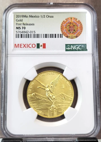 2019 MEXICO GOLD LIBERTAD 1/2 ONZA NGC MS 70 FIRST RELEASES RARE PERFECT 1/2 OZ