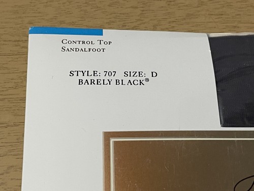 Vtg NOS Hanes Absolutely Ultra Sheer Panty Hose Sandalfoot Size D Barely Black - Afbeelding 4 van 9