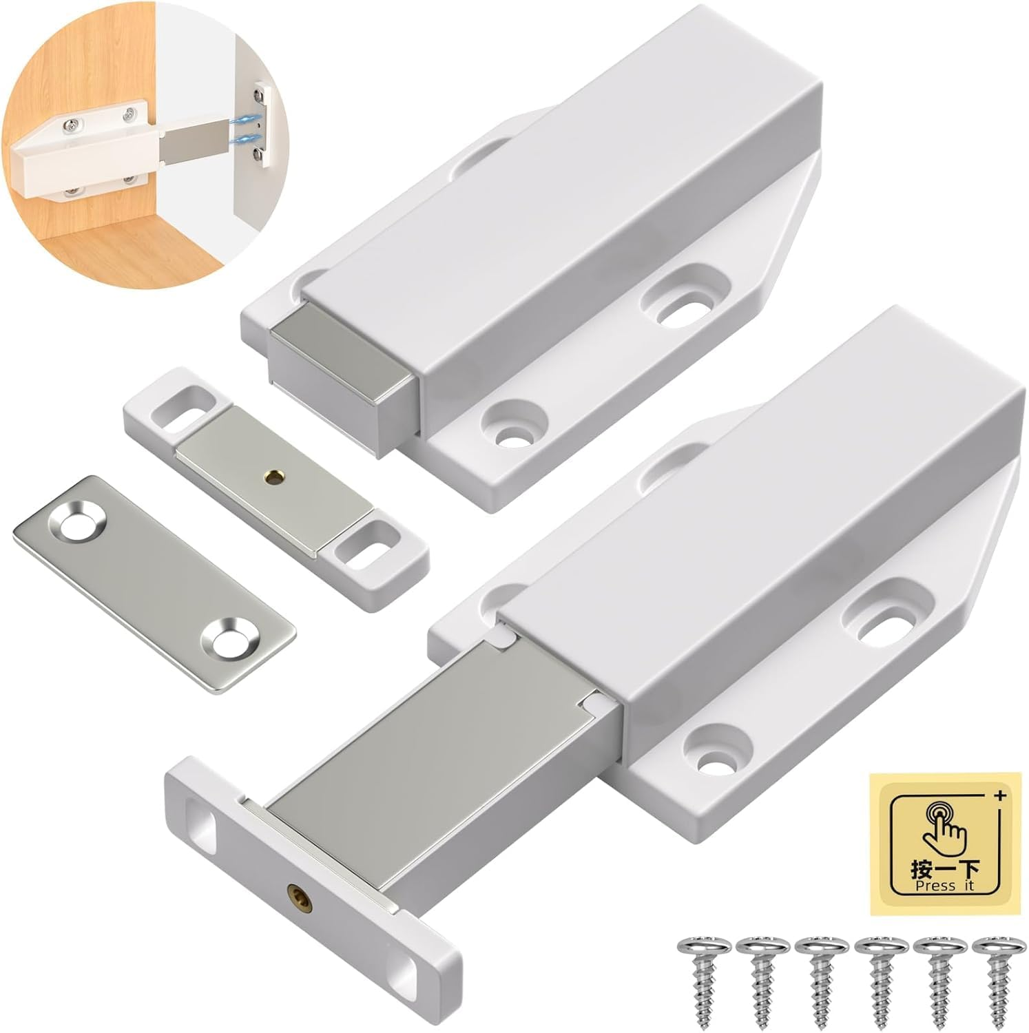 Magnetic Push Latch Heavy Duty  Push to Open Cabinet Hardware Magnetic Touch Lat