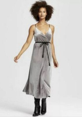 Who What Wear Woman's Silver Velvet Wrap Dress Sz XS EUC | eBay