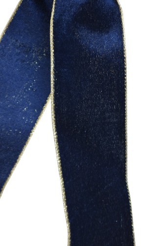 Large 10" Hand Made Wreath Bow -Wired Indoor Velvet-Christmas-Navy Blue Gold - Picture 7 of 7