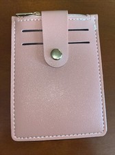 NEW MINIMALIST MAUVE CARD CASE WALLET COIN PURSE ZIPPERED POUCH SNAP CLOSE NIP